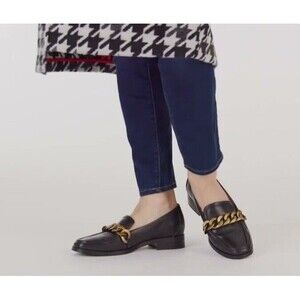 Vionic Mizelle Women's Black Leather Chunky Chain Buckle Loafer Size 9 EUC!!